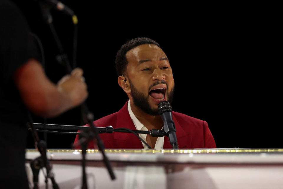 John Legend performs during the 2023 MusiCares Persons of the Year Gala, honoring Berry Gordy and Smokey Robinson, in Los Angeles, California, U.S. February 3, 2023. REUTERS/Mario Anzuoni