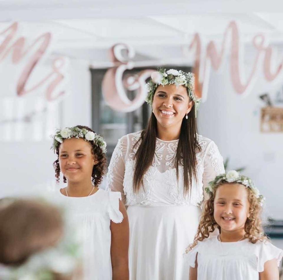 Sarah with daughters Scarlet, left, and Saphire, at her wedding in September 2019. PA REAL LIFE/ANDY REEVES PHOTOGRAPHY