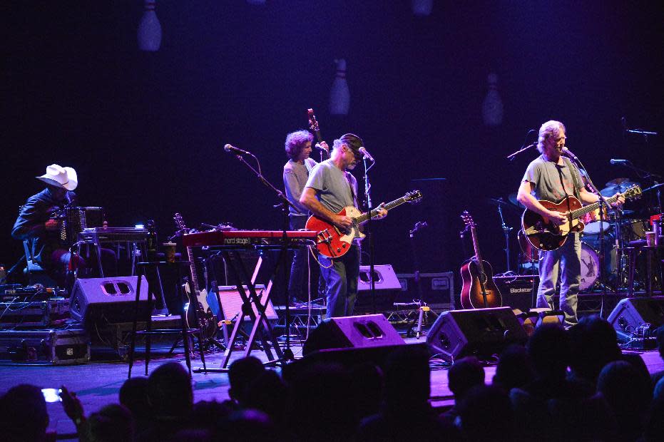 Jeff Bridges and The Abiders perform onstage at the Lebowski Fest on Friday, April 25, 2014 in Los Angeles. (Photo by Richard Shotwell/Invision/AP)