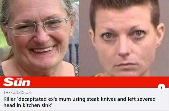 女子用牛排刀將前男友的母親斬首。（圖／The Sun臉書）