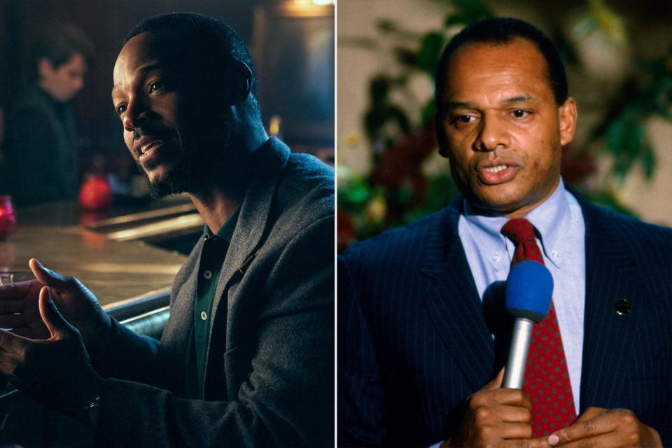 Marlon Wayans as George Raveling in AIR Photo: ANA CARBALLOSA © AMAZON CONTENT SERVICES LLC; (Original Caption) Chicago, Il.: College basketball coaches meeting in Chicago. They are attending a CBS basketball lunch. Frame shows close-up of University of Iowa coach George Raveling speaking into a microphone.