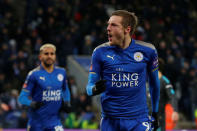 Soccer Football - FA Cup Quarter Final - Leicester City vs Chelsea - King Power Stadium, Leicester, Britain - March 18, 2018 Leicester City's Jamie Vardy celebrates scoring their first goal REUTERS/Andrew Yates