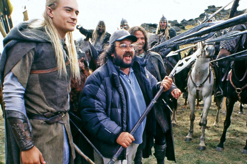 Lord of the Rings: Fellowships of the Ring (2001) Orlando Bloom as Legolas and Director Peter Jackson BTS