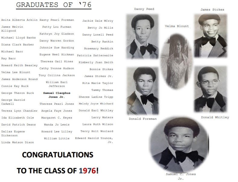 Bishop Samuel Jones Jr.'s graduation program brochure also included the names of all his classmates at Chocowinity High School.