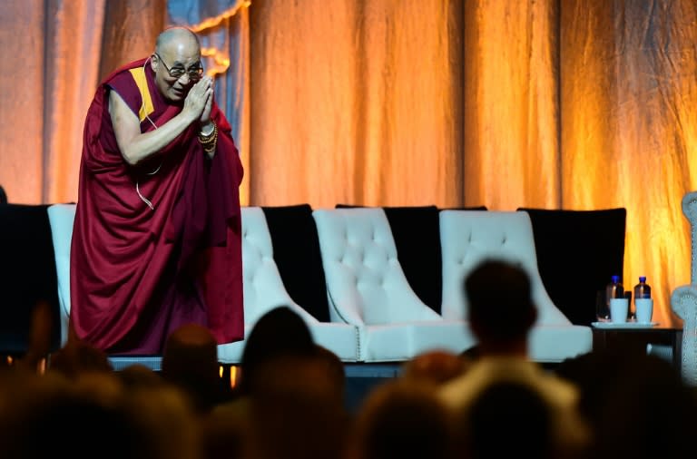 The Dalai Lama arrives at the Honda Center in Anaheim, California, on July 5, 2015, where the religious leader celebrated his 80th birthday