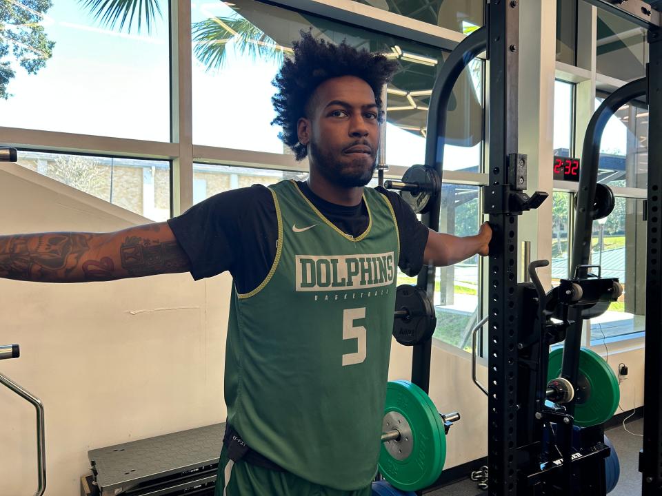 Bryce Workman missed the entire 2022-23 season with the Jacksonville University basketball team with a knee injury. He pronounced himself "100 percent" as the Dolphins are days away from their opening game.