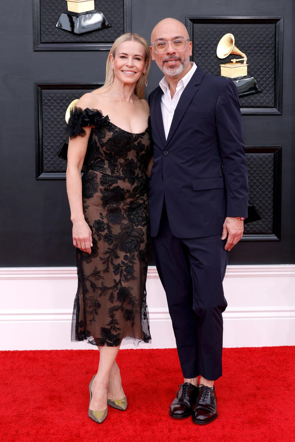 Chelsea Handler and Jo Koy attend the 64th Annual Grammy Awards at MGM Grand Garden Arena on April 3, 2022 in Las Vegas, Nevada.