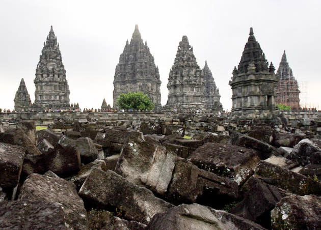 <b><p>Prambanan Temple (Yogyakarta, Indonesia)</p></b> <p>The massive Hindu temple site houses 8 main shrines and 250 surrounding smaller ones.</p>