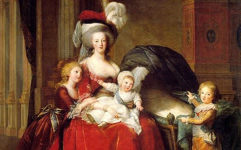 Marie Antoinette and her children Marie Therese, Louis Charles (on her lap), and Louis Joseph - Credit: Alamy