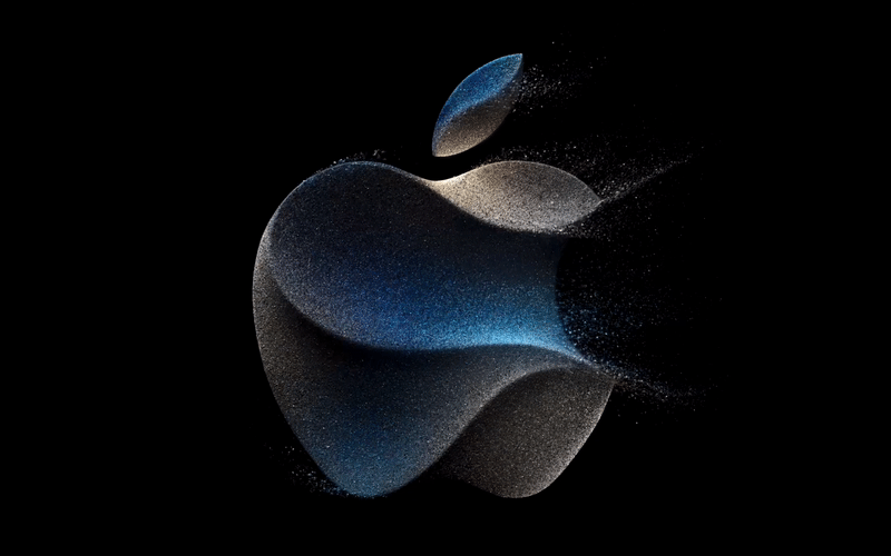 Apple's main image for its Wonderlust event showing an apple symbol shaped like shifting dunes.