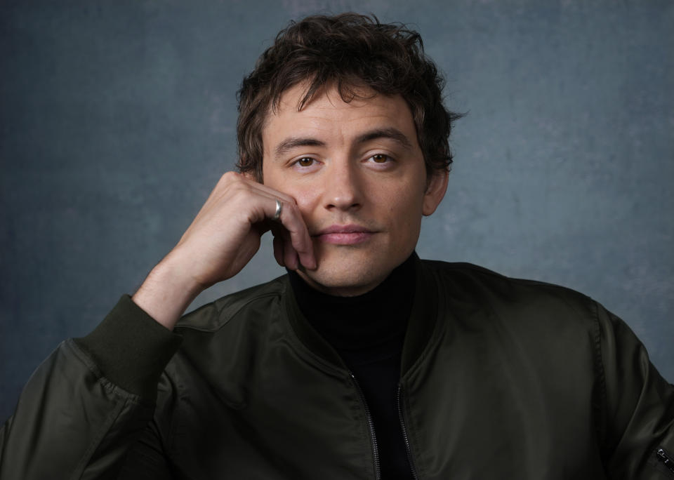 Josh Whitehouse, a cast member in the Amazon streaming miniseries "Daisy Jones and the Six," poses for a portrait at the Four Seasons Hotel, Tuesday, Feb. 21, 2023, in Los Angeles. (AP Photo/Chris Pizzello)