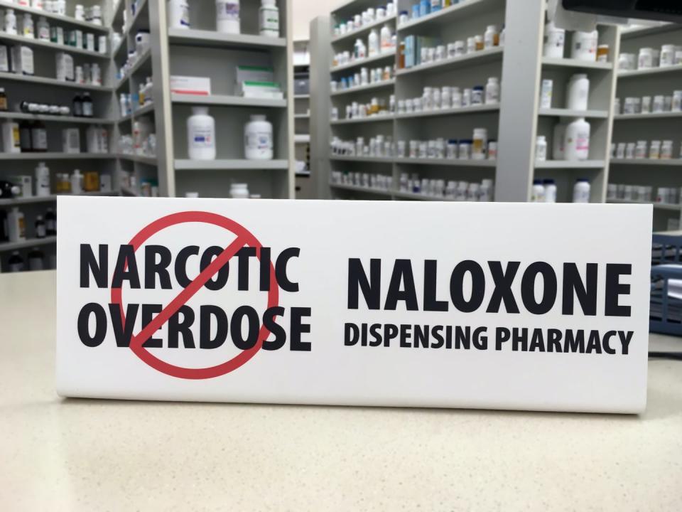 <span class="caption">Pharmacies may one day dispense naloxone as an over-the-counter drug.</span> <span class="attribution"><a class="link " href="https://www.shutterstock.com/image-vector/naloxone-medicine-used-block-effects-opioids-1591052014" rel="nofollow noopener" target="_blank" data-ylk="slk:PureRadiancePhoto/Shutterstock.com;elm:context_link;itc:0;sec:content-canvas">PureRadiancePhoto/Shutterstock.com</a></span>