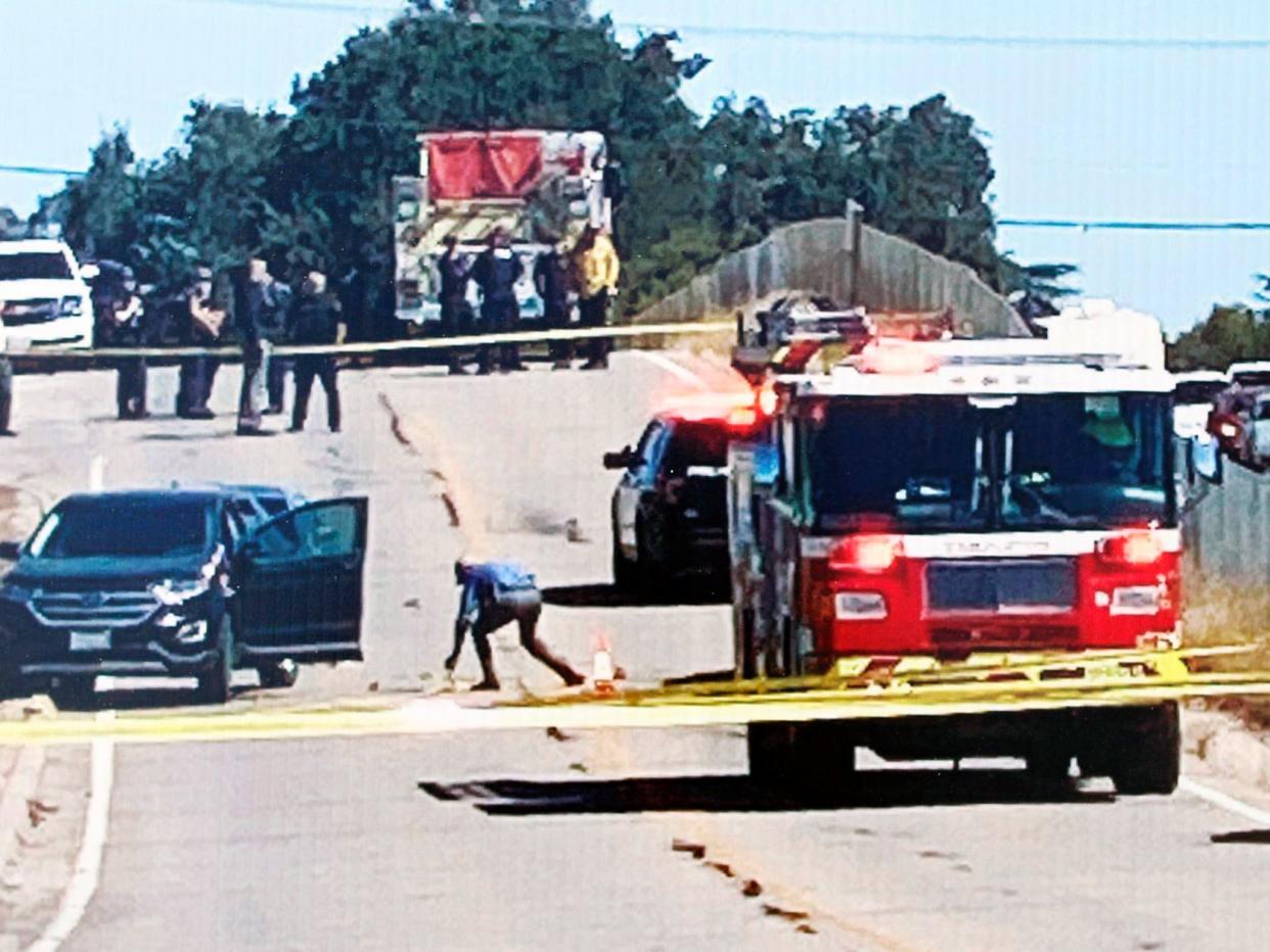 Investigators work the scene of a shooting, Thursday, Sept. 24, 2020 in Templeton, California  (SLO County Sheriff/The Tribune)