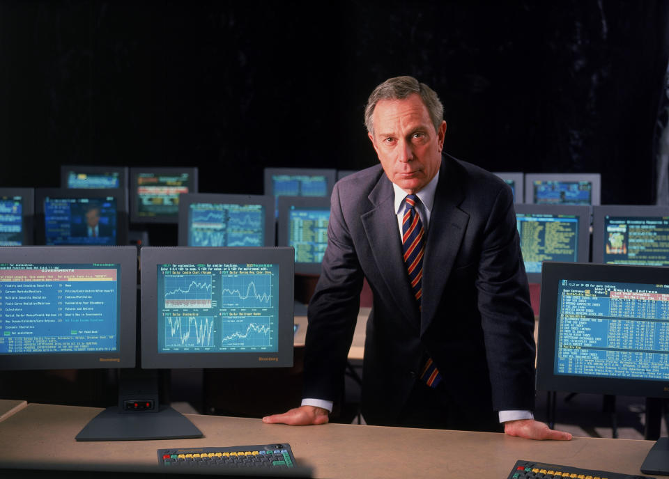 Bloomberg L.P. founder and CEO Michael Bloomberg poses for a portrait November 2, 1998 in the training room at his offices in New York City. (Photo by Chris Casaburi/Getty Images)