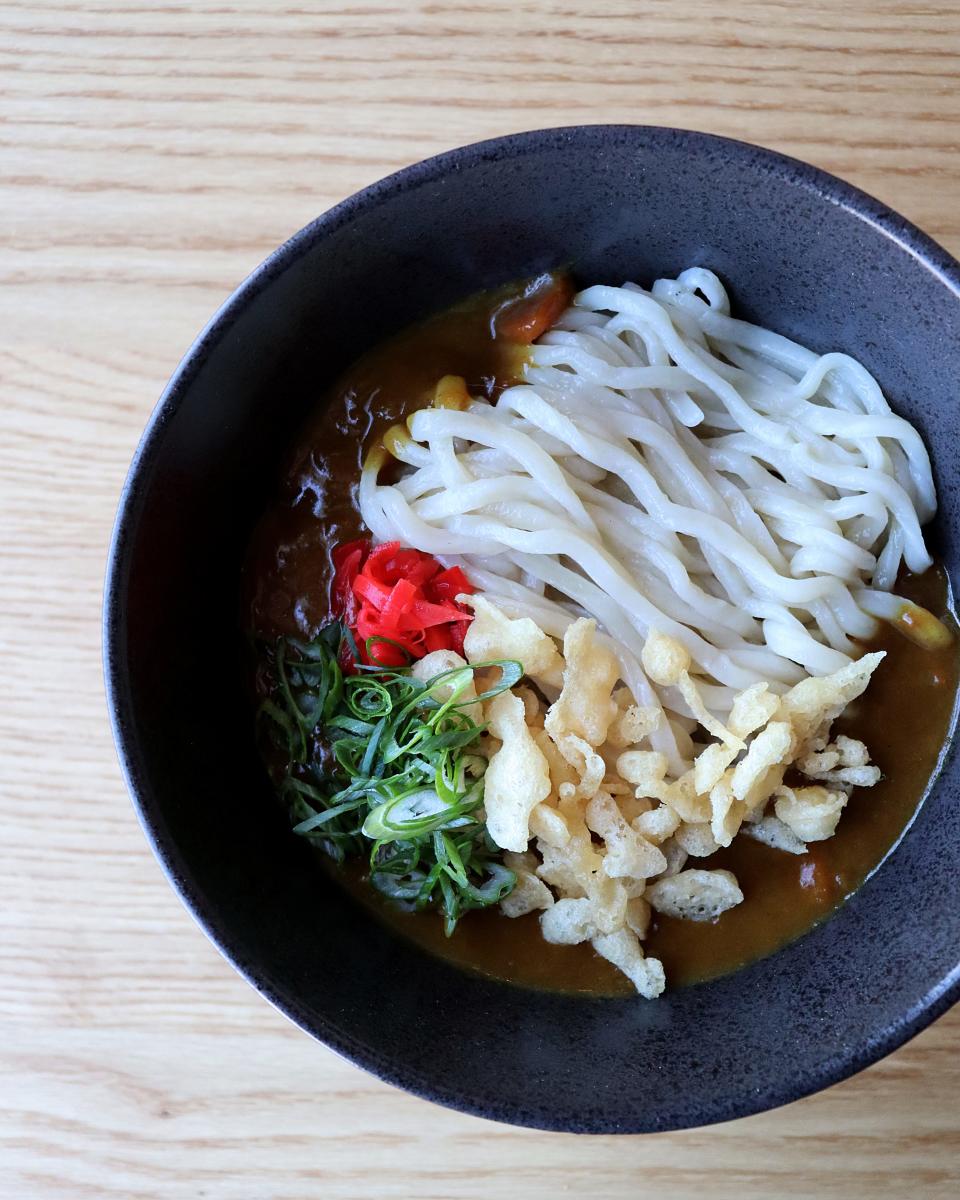 Kisser's menu always includes a seasonal version of handmade udon noodles, such as these summery noodles in a Japanese curry broth. Winter versions are suitably richer.