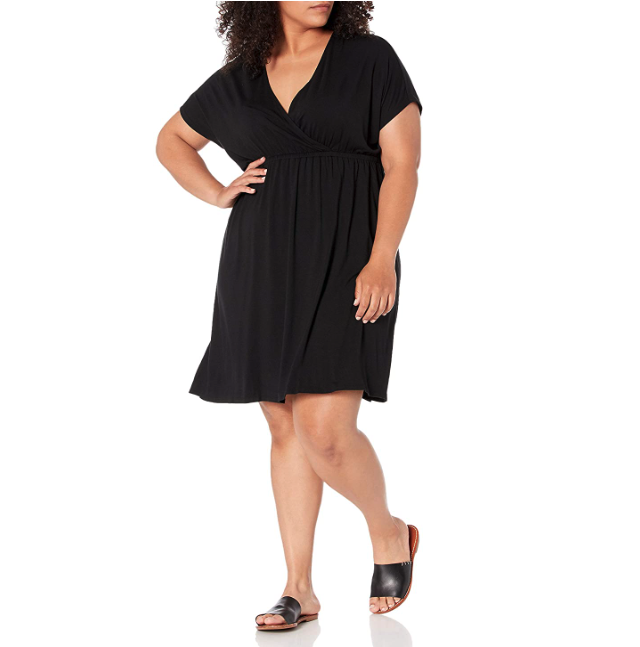 Amazon Essentials Women's Plus Size Surplice Dress. Image via Amazon.