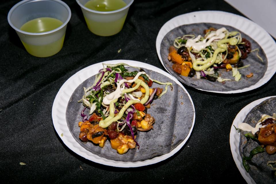 The Rez, an Urban Eatery, served up vegan blue corn tacos at Devour the World at the Japanese Friendship Garden on Thursday, March 21, 2019.