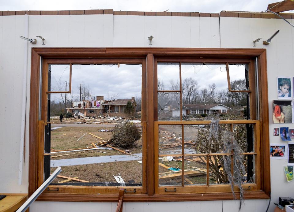 Storm damage is seen in Dallas County, near Selma, Alabama, on Jan. 13, 2023, a day after a storm ripped through the city.