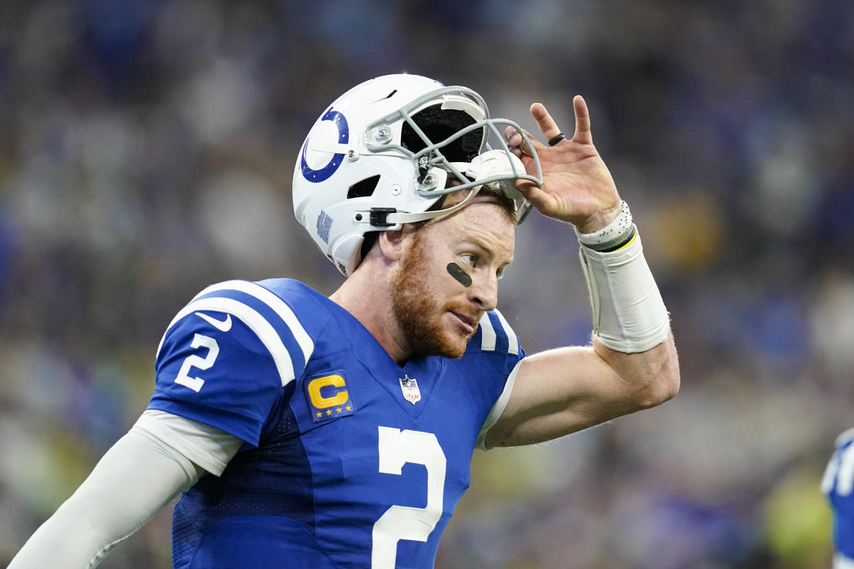 The Colts need better from Carson Wentz. (AP Photo/Charlie Neibergall)
