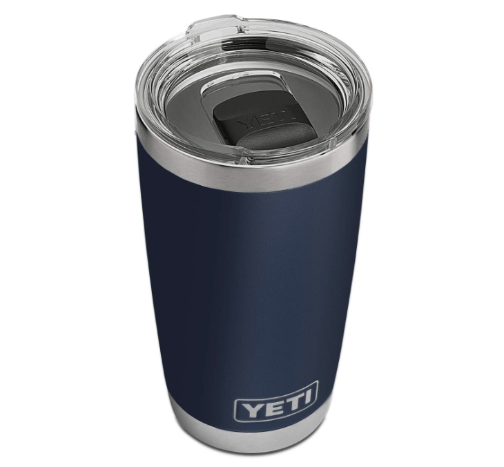 YETI Rambler 20 oz Stainless Steel Vacuum Insulated Tumbler w/MagSlider Lid. Image via Amazon.