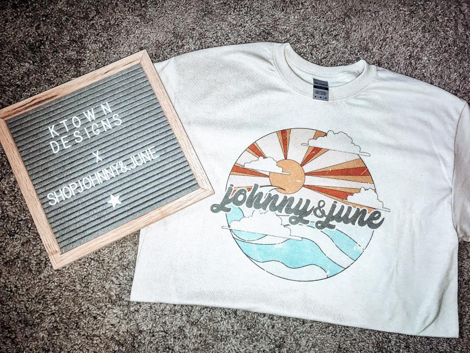 Tanna Hensley collaborated with an online retailer based in Nashville and designed this vintage looking Johnny & June T-shirt.