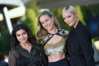 <p>Iman Vellani, Brie Larson and Pom Klementieff get together at the Marvels Avengers Campus opening ceremony at Disneyland Paris on July 9.</p>