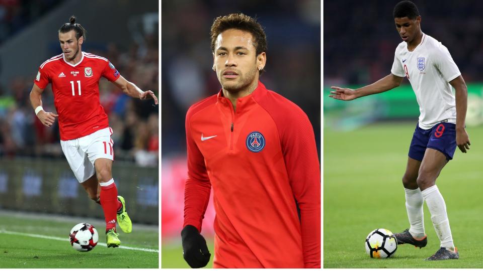 Neymar (centre) could be on his way to Manchester City, while Gareth Bale (left) and Marcus Rashford (right) could swap clubs