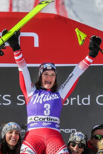 "Unbelieveable that I did it again," said Austria's Ramona Siebenhofer after completing a downhill double in Cortina