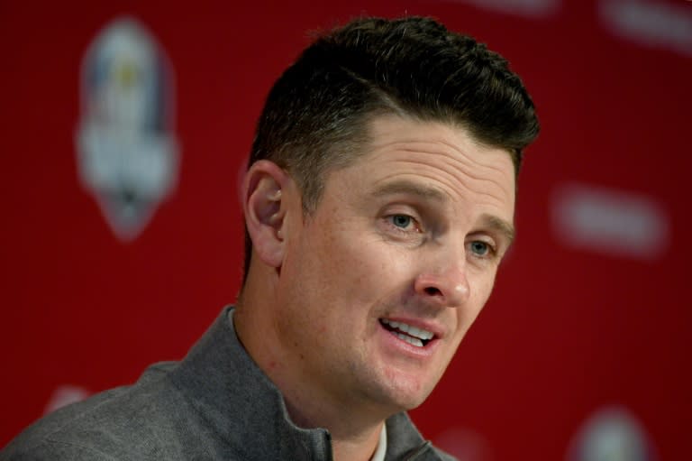 Justin Rose of Europe speaks in a press conference prior to the 2016 Ryder Cup at Hazeltine National Golf Club