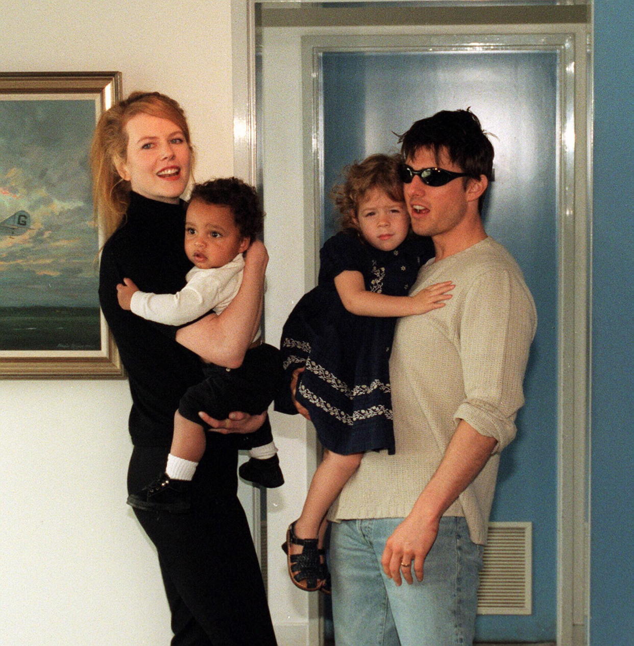 The experience led the pair to adopt their two kids, Connor and Isabella, seen here in 1996. Source: Getty