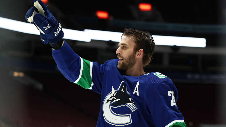 Brandon Sutter, pictured as a member of the Vancouver Canucks. (Photo by Devin Manky/Icon Sportswire via Getty Images)