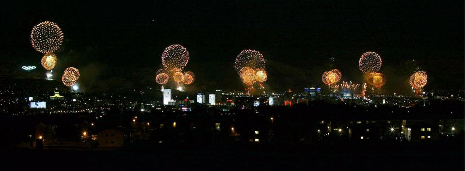 Fireworks light up the sky over Salt Lake City at the close of the 2002 Winter Gmaes on Feb. 24, 2002. | Tom Smart, Deseret News