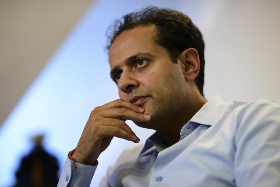 Rishi Khosla, co-founder and Chief Executive Officer of OakNorth Bank chats during an interview with Reuters at his office in central London, Britain October 20, 2016. Picture taken October 20, 2016.  REUTERS/Dylan Martinez