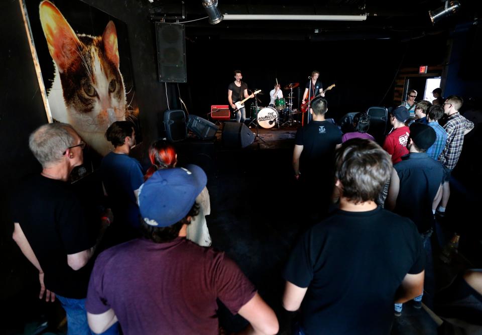 The Bourgeois performs at Opolis during the Norman Music Festival on Thursday, April 21, 2016 in Norman, Okla.