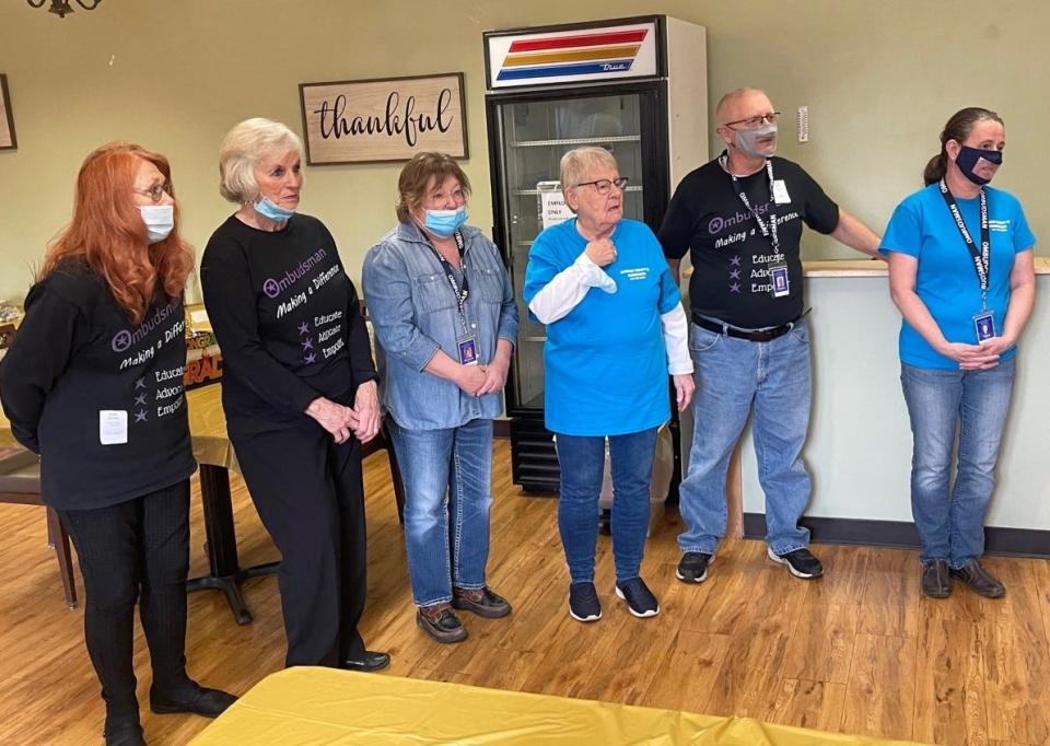 These volunteers help Brenda Nicholas, Somerset County ombudsman, with the office's various events and activities. From left are Phyllis Conner, Gerre Keyser, Rhonda Burket, Jean Taylor, Charles Younkin and Tracy Miller.