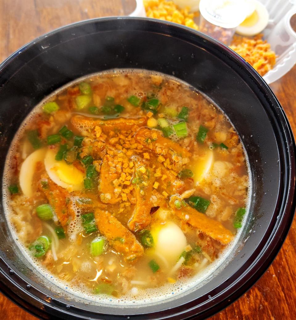 Mohinga, is a national Burmese dish from Myanmar. The fish soup has rice noodles, egg, fried split chickpeas and scallions and is on the menu at Nanu Burmese Fusion in Warwick.