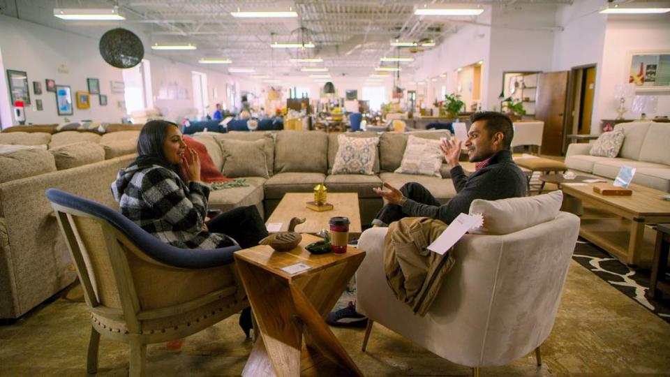 Viral Joshi of Durham NC with a date at a Raleigh furniture store in Season 2 of “Indian Matchmaking” on Netflix.