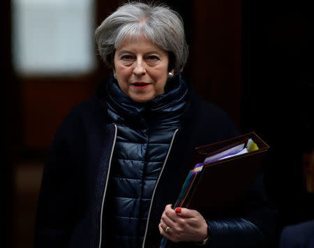 Britain's Prime Minister Theresa May leaves 10 Downing Street in London, January 10, 2018 REUTERS/Peter Nicholls