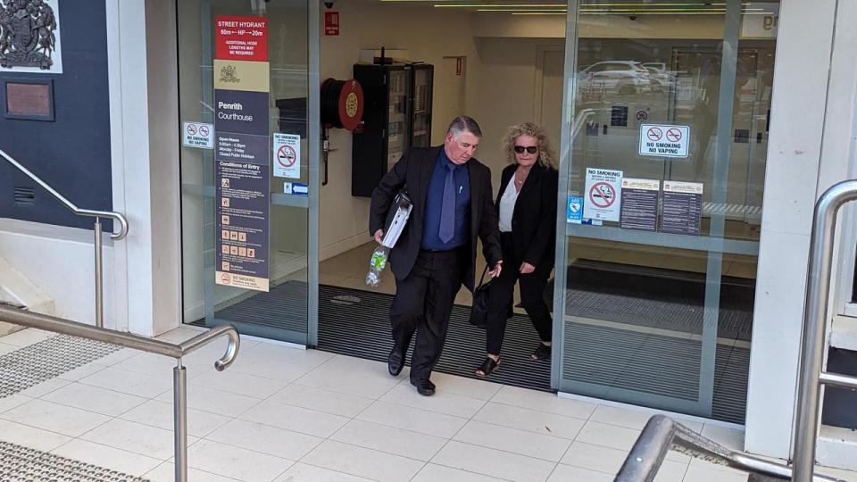 Glen Coleman (L) leaves Penrith District Court