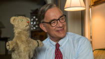 <a href="https://uk.movies.yahoo.com/tagged/tom-hanks" data-ylk="slk:Tom Hanks;elm:context_link;itc:0" class="link ">Tom Hanks </a>as US children's TV icon Mister Rogers is about as perfect as movie casting gets. Marielle Heller's innovative biopic follows a journalist writing a magazine piece on Rogers, while dealing with turmoil in his own life. (Credit: Sony)