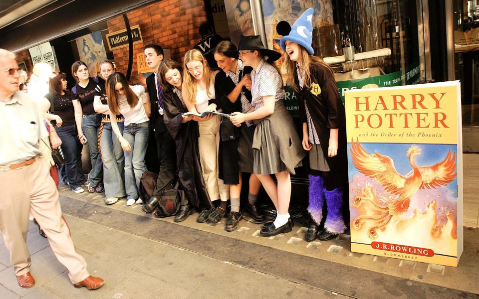 Children queue outside Waterstones book shop, Europes largest bookstore, waiting for the launch of Harry Potter and the Order of the Phoenix - Credit: Graeme Robertson/ Getty Images Europe