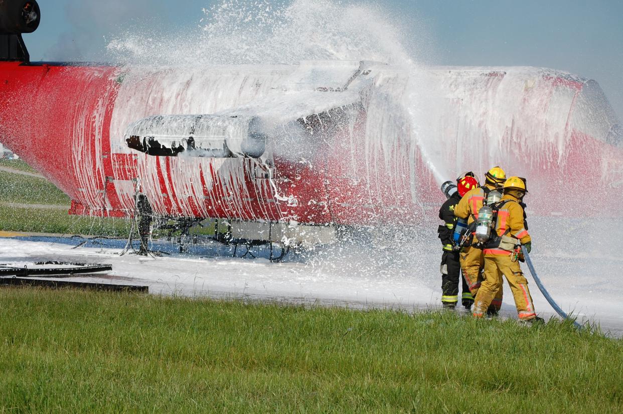 Firefighting foam used to put out petroleum fires at airports and military bases can flow into and contaminate groundwater and municipal water systems.