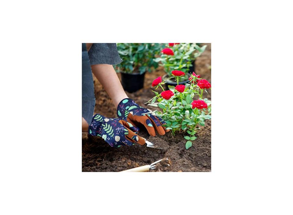 Keep your hands safe and clean with a pair of durable leather gardening gloves. (Source: Amazon)