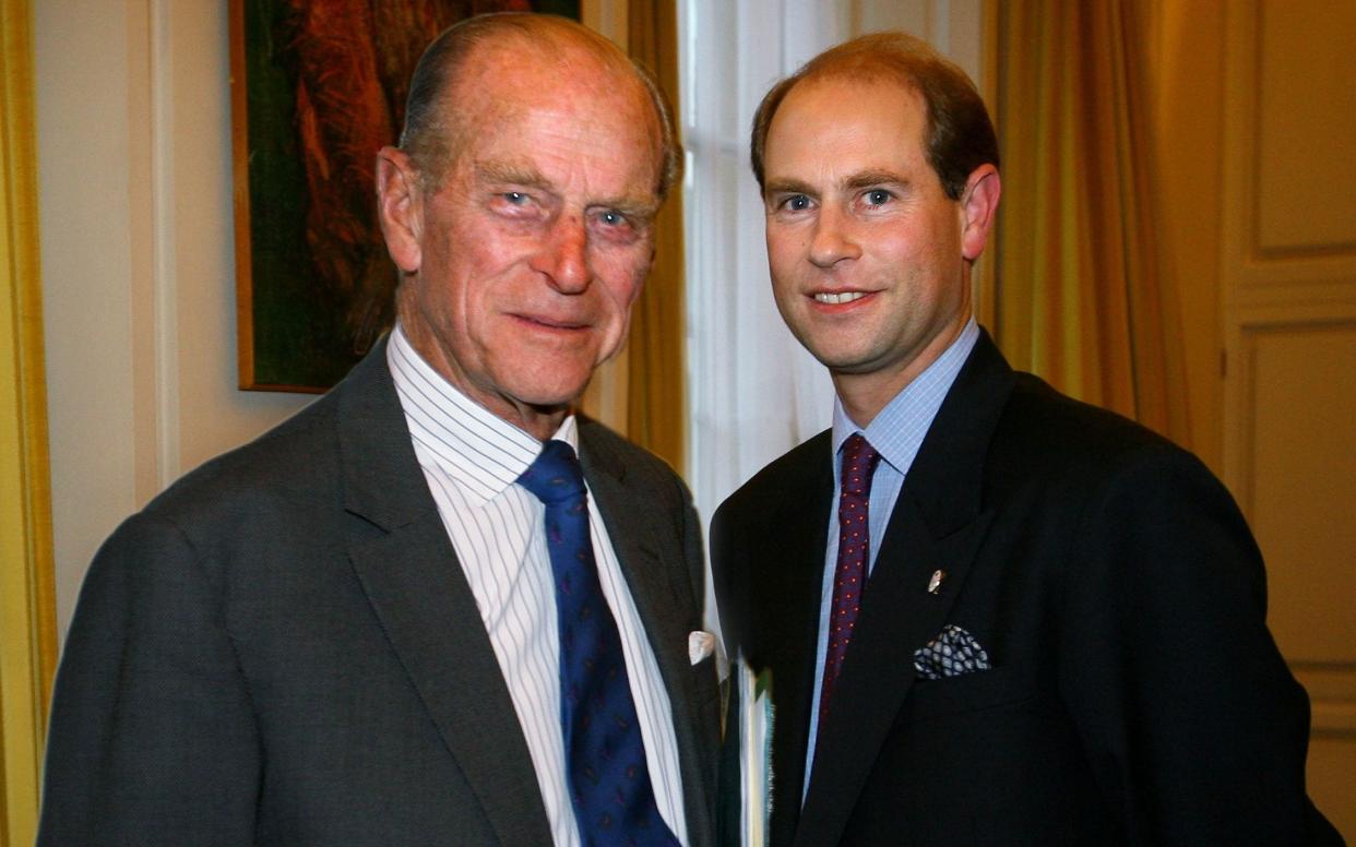 Prince Philip and Prince Edward, pictured at Buckingham Palace in 2005 -  Abbie Trayler-Smith