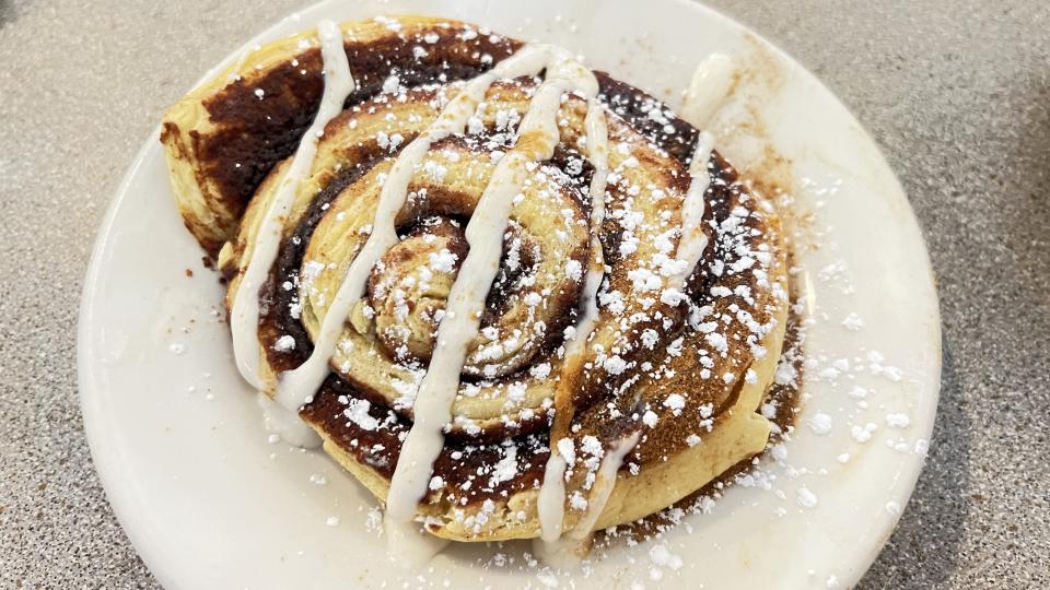 At Captain's Galley Restaurant in Fort Pierce, the giant cinnamon roll is a warm mound of cinnamon, sugar and cream cheese icing.