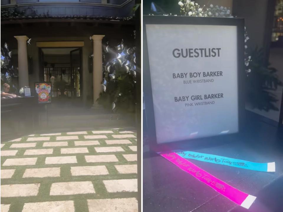The entrance of Kourtney Kardashian and Travis Barker's gender reveal party.