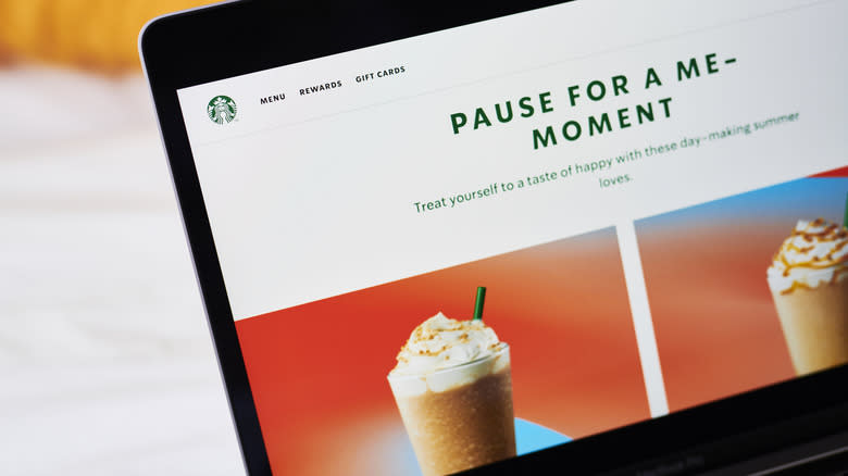 home screen of the Starbucks' app