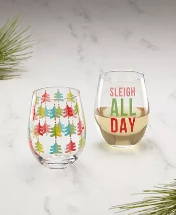 Spode Christmas Tree Stemless Wine Glasses, Set Of 4 - Macy's