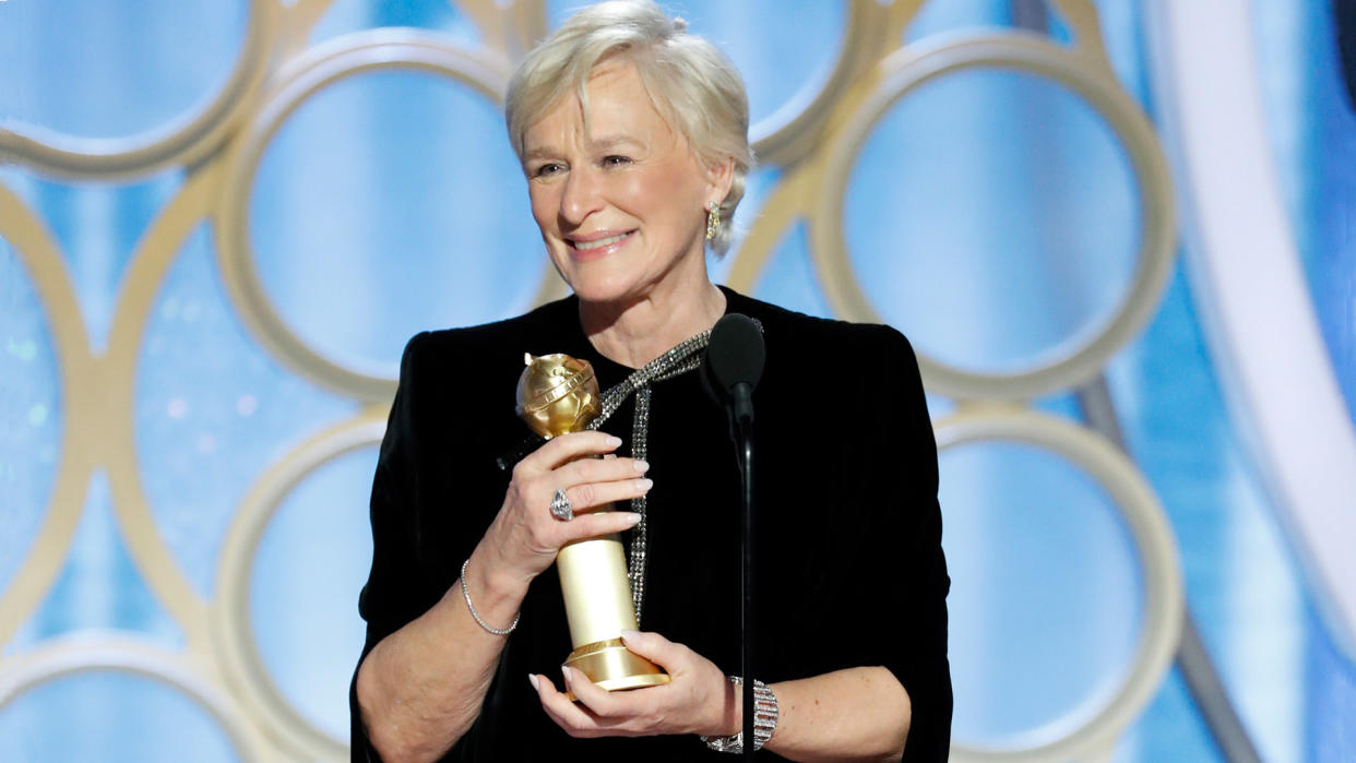Glenn Close from “The Wife” accepts the Best Actress in a Motion Picture – Drama award onstage during the 76th Annual Golden Globe Awards at The Beverly Hilton Hotel on January 06, 2019 in Beverly Hills, California. (Photo by Paul Drinkwater/NBCUniversal via Getty Images)