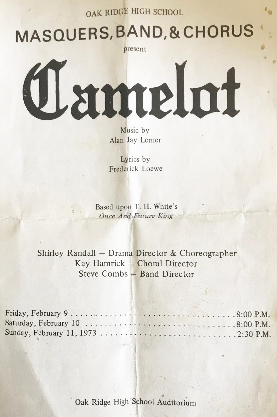 "Camelot" was produced at Oak Ridge High School when Don Bell was a student there.